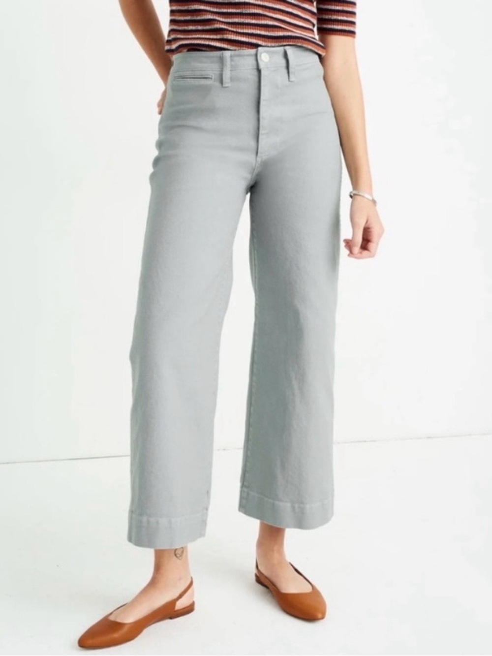 Madewell Curvy Slim Emmett Wide Leg Crop Pants Blue 29P Petite Coastal Preppy